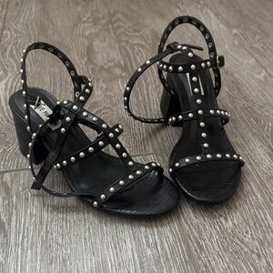 Steve Madden Black Studded Strappy Block Heels